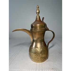 19th Century Antique Middle Eastern Dallah Arabic Brass Coffee Pot‎